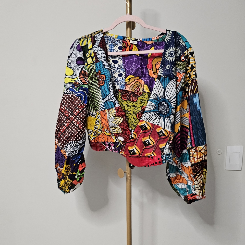 Ankara Peplum Vibrant Multicolor Patchwork Crop W… - image 1